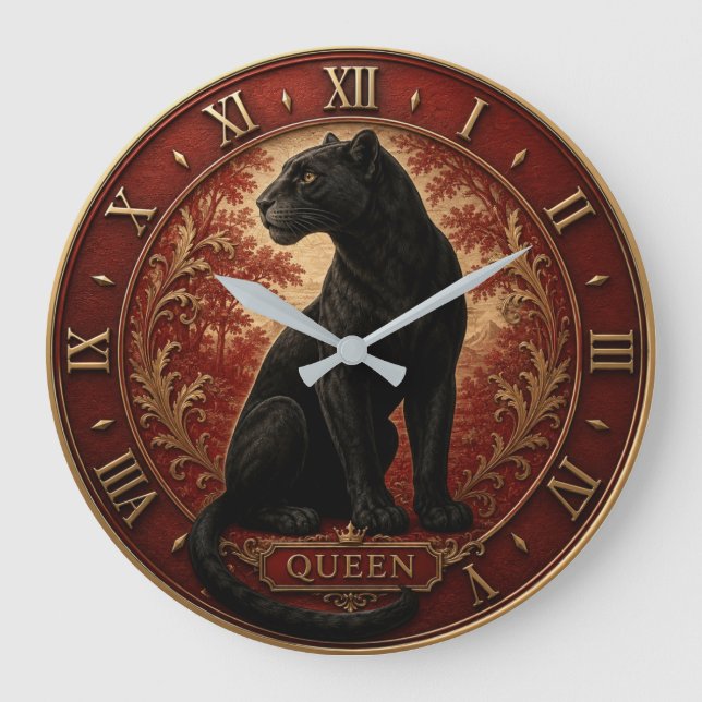 Black Panther Queen Große Wanduhr (Vorderseite)