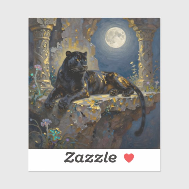 Black Panther under the Full Moon Aufkleber (Blatt)