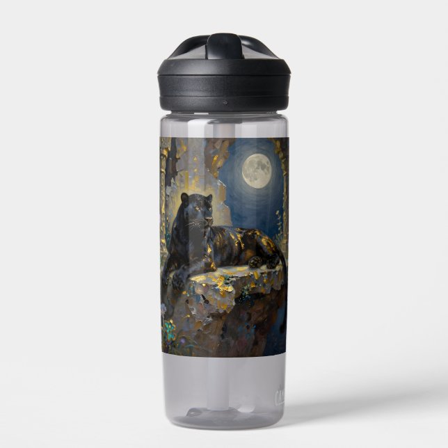 Black Panther under the Full Moon Personalized Trinkflasche (Vorderseite)
