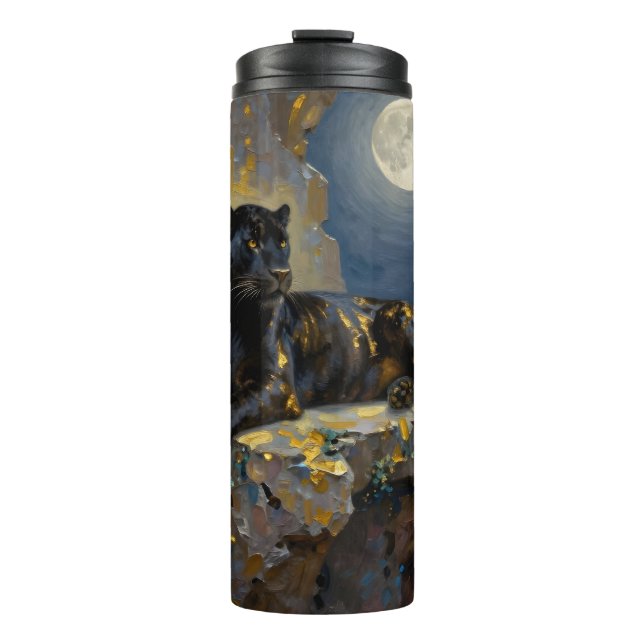 Black Panther under the Full Moon  Thermosbecher (Vorderseite)