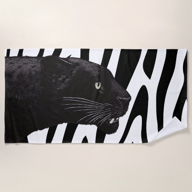 Black Panther von Toshi Yoshida Wood Wall Art Strandtuch (Vorderseite)