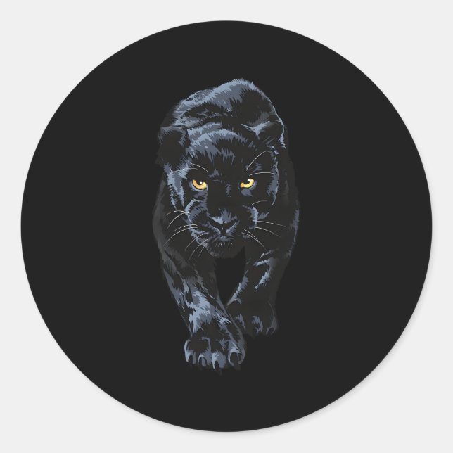 Black Panther Walking for Animal Leopard Jaguar Runder Aufkleber (Vorderseite)