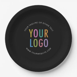 Black Paper Plates Company Logo Printed Bulk Pappteller