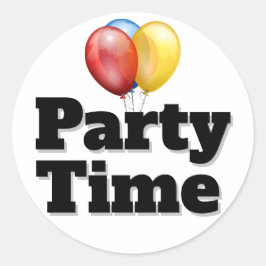 Black Party Time Balloons Runder Aufkleber