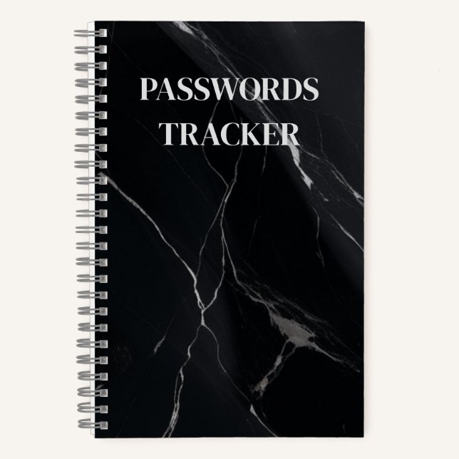 BLACK PASSWORDS TRACKER NOTEBOOK NOTIZBUCH (Vorderseite)