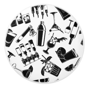 Black Pattern Cocktail Bar Keramikknauf