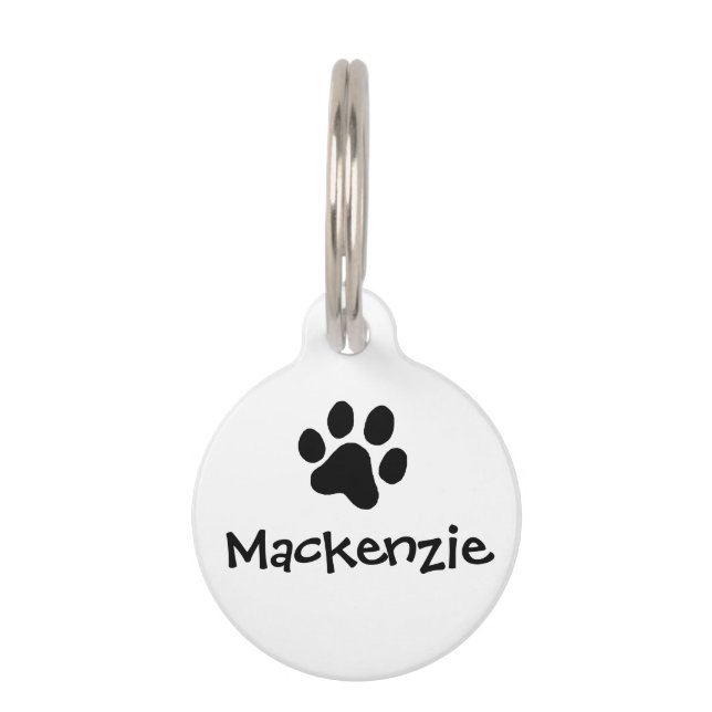 Black Paw Print Haustiermarke (Vorderseite)