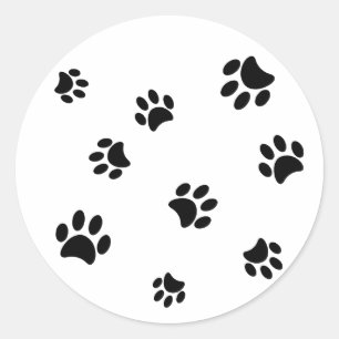 Black Paw Prints Runder Aufkleber