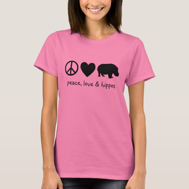 Black Peace Liebe & Hippos T-Shirt (Vorderseite)