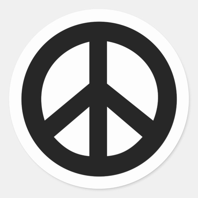 Black Peace Sign Runder Aufkleber (Vorderseite)