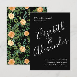 Black & Peach Wedding Modernes Floral Einladung