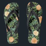 Black & Peach Wedding Modernes Floral Flip Flops<br><div class="desc">Eine schöne, schwarz & pfirsichfarbene Hochzeit ist ein wunderschönes, dunkelelegantes Hochzeitsdesign!</div>