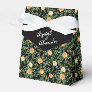 Black & Peach Wedding Modernes Floral Geschenkschachtel