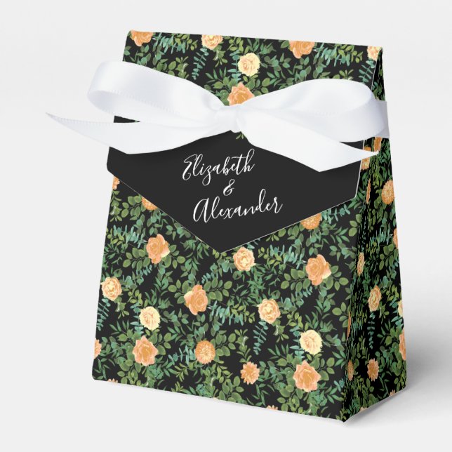 Black & Peach Wedding Modernes Floral Geschenkschachtel (Vorderseite)