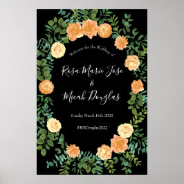 Black & Peach Wedding Modernes Floral Poster