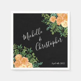 Black & Peach Wedding Modernes Floral Serviette