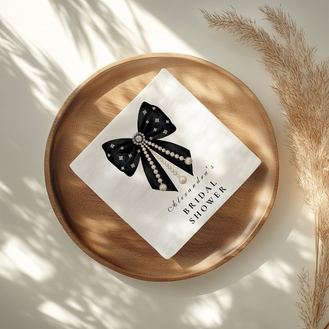 Black Pearl Bow Brautparty Serviette (Von Creator hochgeladen)