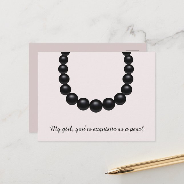 Black Pearl Necklace gedruckte Postkarte (Vorderseite/Rückseite Beispiel)