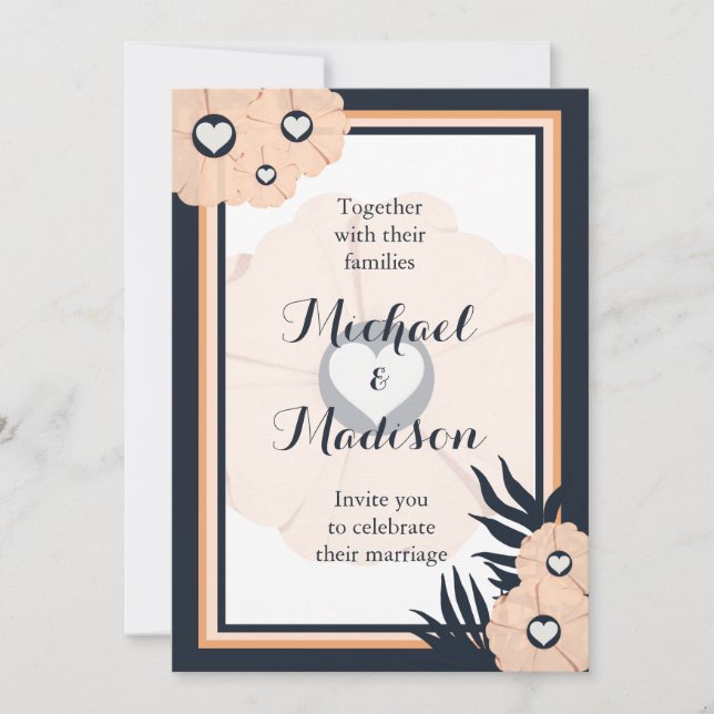 Black Pearl Watusi Tacao Floral Wedding Einladung (Vorderseite)