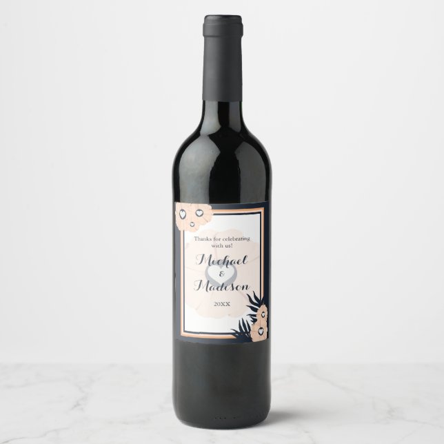 Black Pearl Watusi Tacao Wedding Wine Label Gefall Weinetikett (Vorderseite)