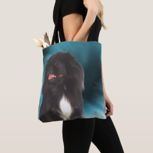 Black Pekingese Blue Wirbel Dog Art Tasche