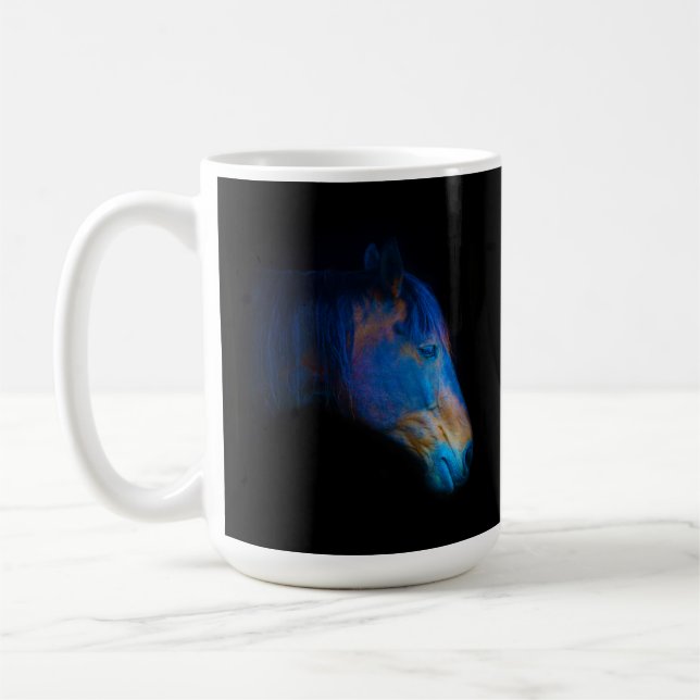 Black Percheron HDR Horse Portrait Equine Foto Kaffeetasse (Links)