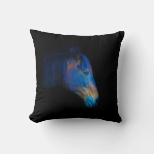 Black Percheron HDR Horse Portrait Equine Foto Kissen