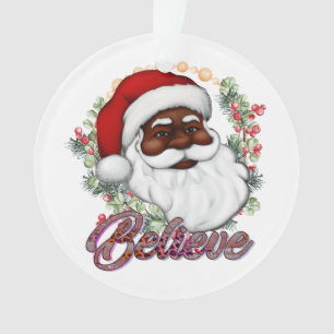Black Père Noël Believe Melanin Man Christmas Chev