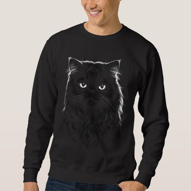 Black Persian Cat Dark Art Men's Sweater Sweatshirt (Vorderseite)