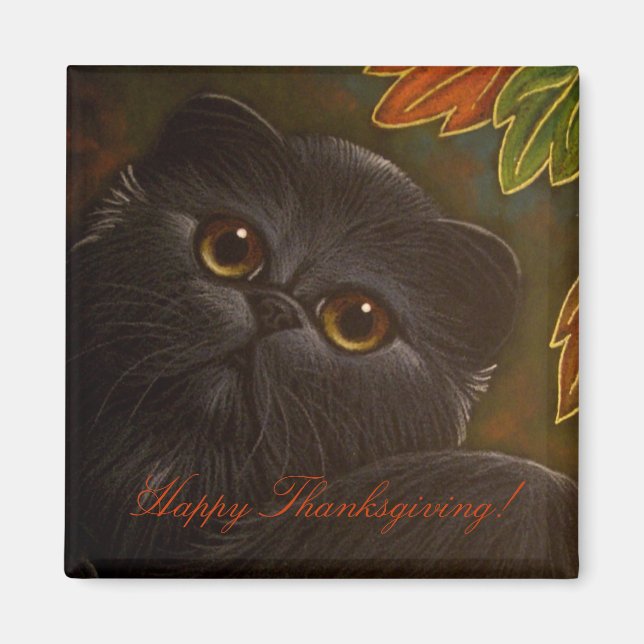 BLACK PERSIAN CAT - ERNTEDANK Magnet (Vorne)