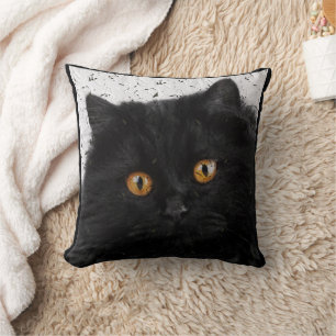 Black Persian Cat Face Kissen