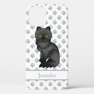 Black Persian Niedlich Cartoon Cat & Name Case-Mate iPhone Hülle