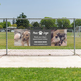 Black Pet Business Banner mit 2 Fotos und Logo