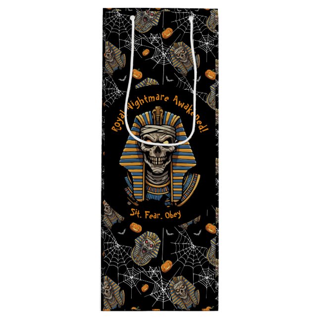 🖤 Black Pharaoh Mummy Geschenktasche 🎃 👑 Geschenktüte Für Weinflaschen (Vorderseite)