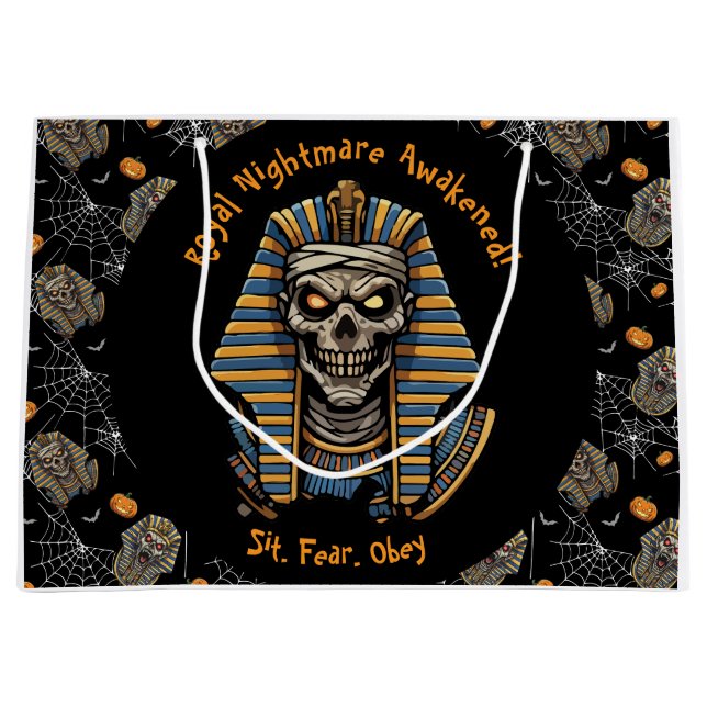 🖤 Black Pharaoh Mummy Geschenktasche 🎃 👑 Große Geschenktüte (Vorderseite)