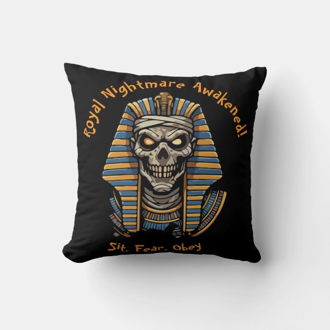 🖤 Black Pharaoh Mummy Throw Kissen 🎃 👑 (Vorderseite)