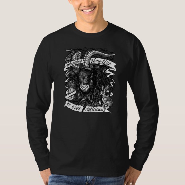 Black Phillip "Live Delicious" T-Shirt (Vorderseite)