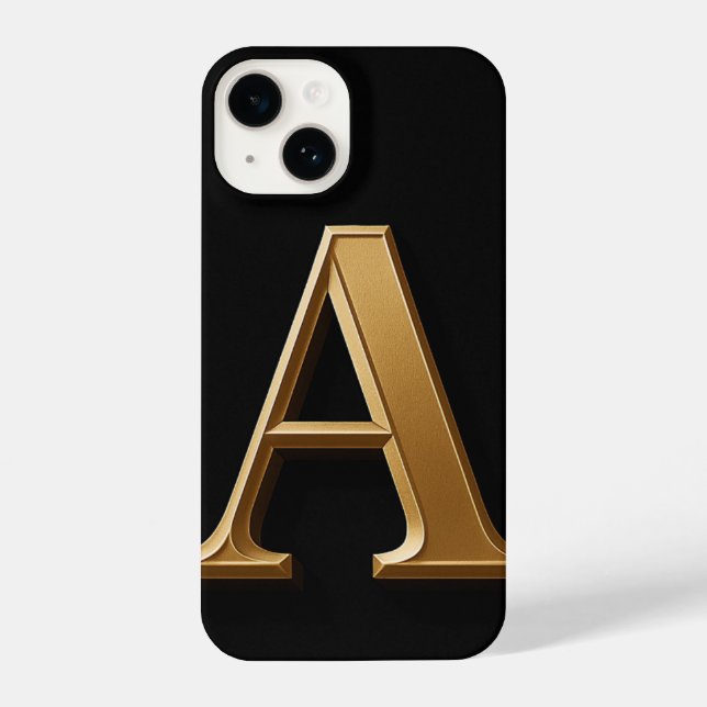 “Black Phone Case with Bold ‘A’ – Sleek, Trendy iPhone 14 Hülle (Rückseite)