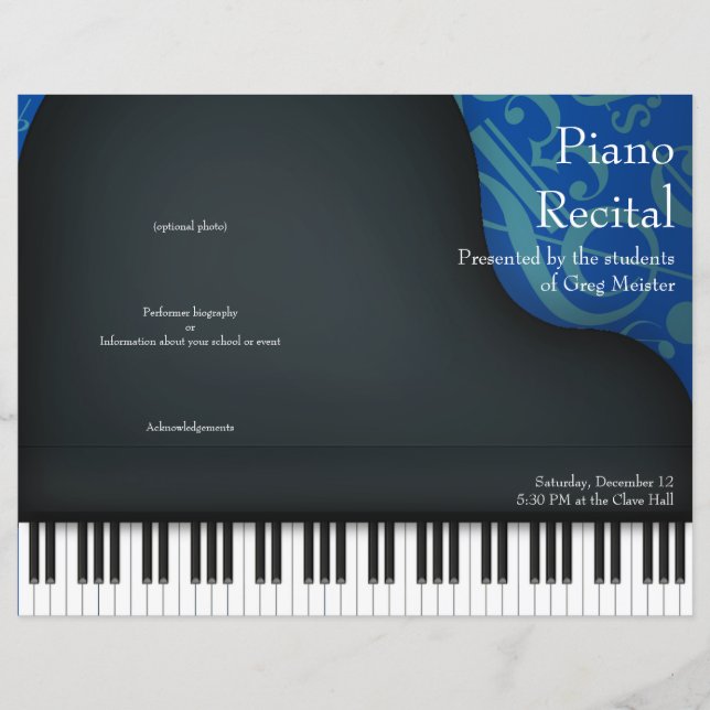 Black Piano über das blaugeflochtene Rahmenprogram (Vorderseite)