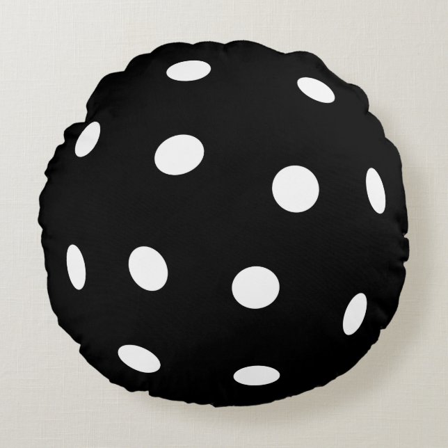 Black Pickleball Rundes Kissen (Vorderseite)