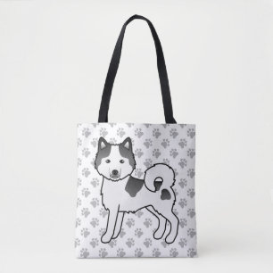 Black Piebald Alaskan Malamute Niedliche Hunde und Tasche