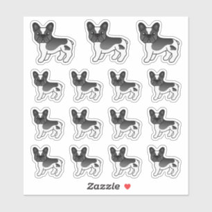 Black Piebald French Bulldog Niedliche Cartoon Hun Aufkleber
