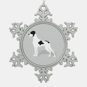Black Piebald Great Dane Schneeflocken Zinn-Ornament