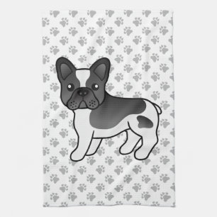 Black Pied French Bulldog Niedlich Cartoon Dog Geschirrtuch