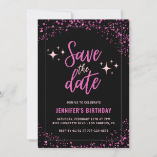 Black Pink 64. Geburtstagsfeier Save the Date Einladung