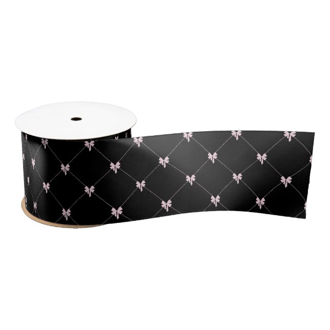Black & Pink Bow Gift Wrapping  Satinband (Spule)