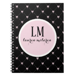 Black & Pink Bow Monogram Notizblock