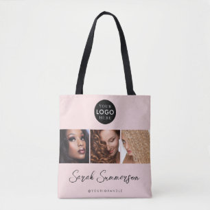 Black Pink Business Logo 3 Foto Friseursalon Tasche