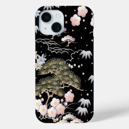 Black Pink Cherry Blossom Elegantes Blumenmuster Case-Mate iPhone Hülle