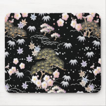 Black Pink Cherry Blossom Elegantes Blumenmuster